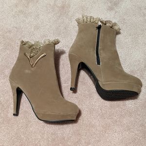 Faux Suede Heeled Booties